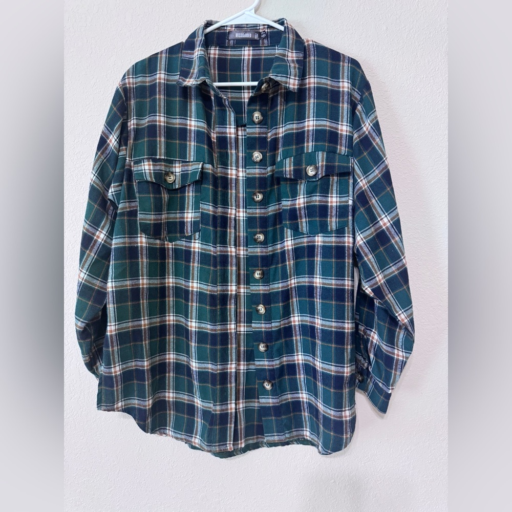 Green Plaid Button-Up Shirt